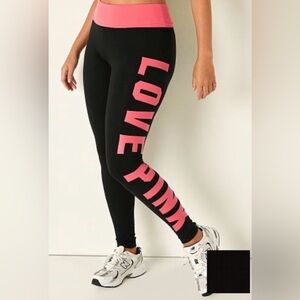 Victoria Secret Pink & Black Fold Over Leggings Size Small NWOT